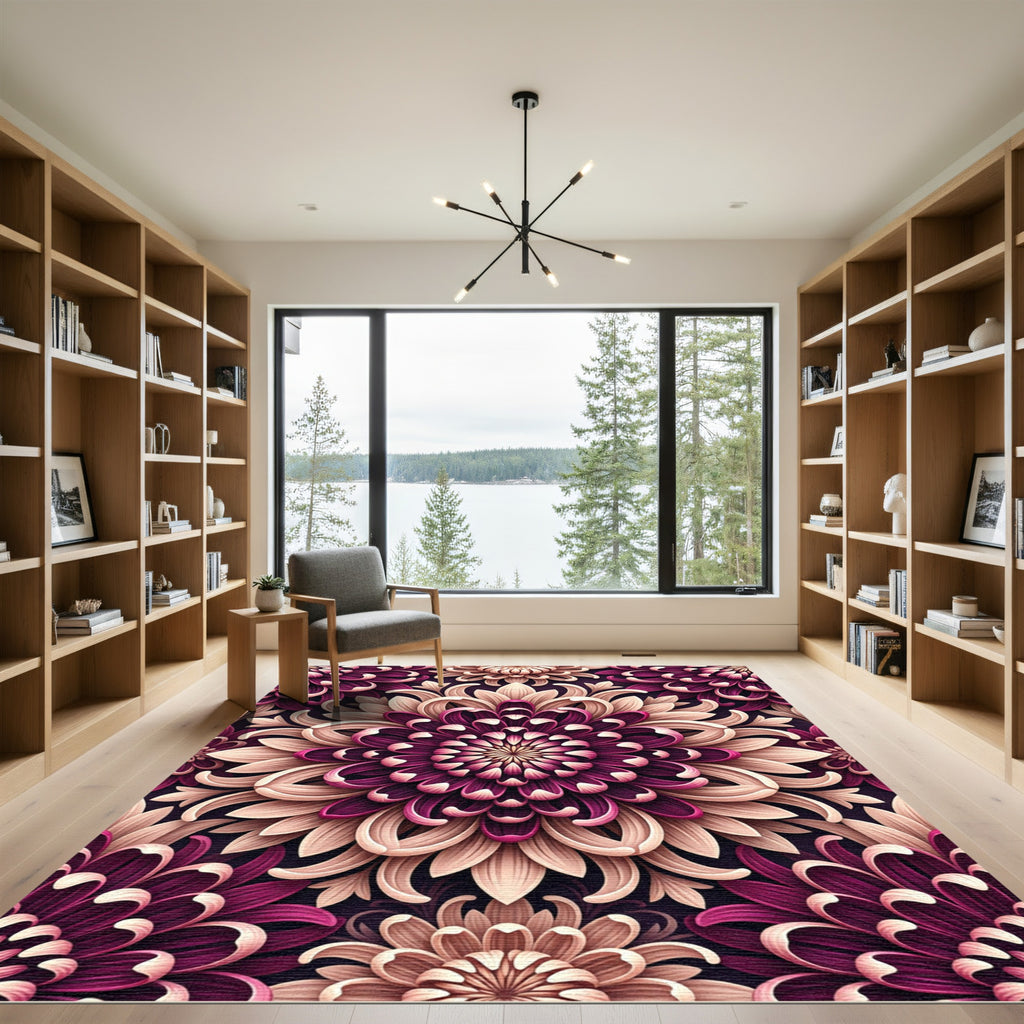 Plum Cream Floral Mandala Rug