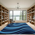 Dynamic Blue Abstract Liquid Wave Rug