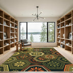Hexagonal Floral Meadow Geometric Rug