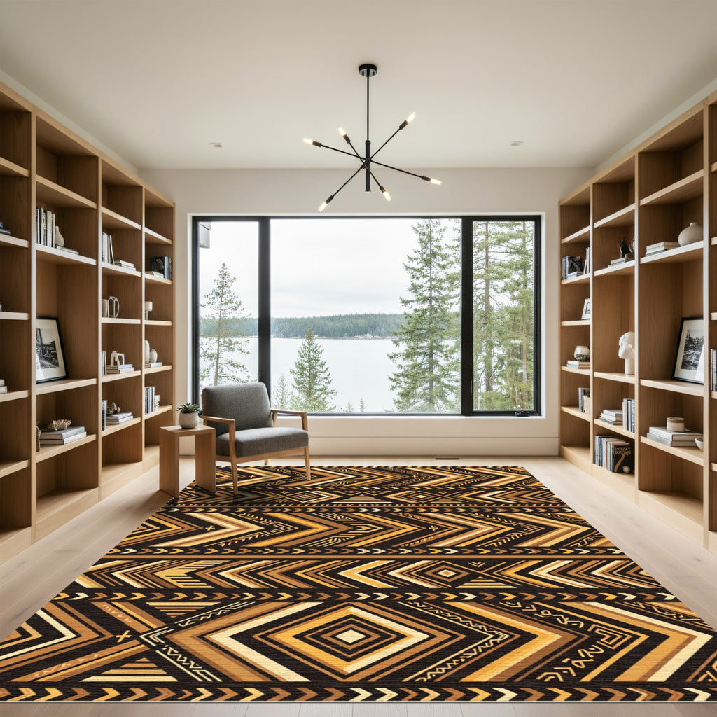 Geometric Earth Tone Tribal Chevron Art Rug