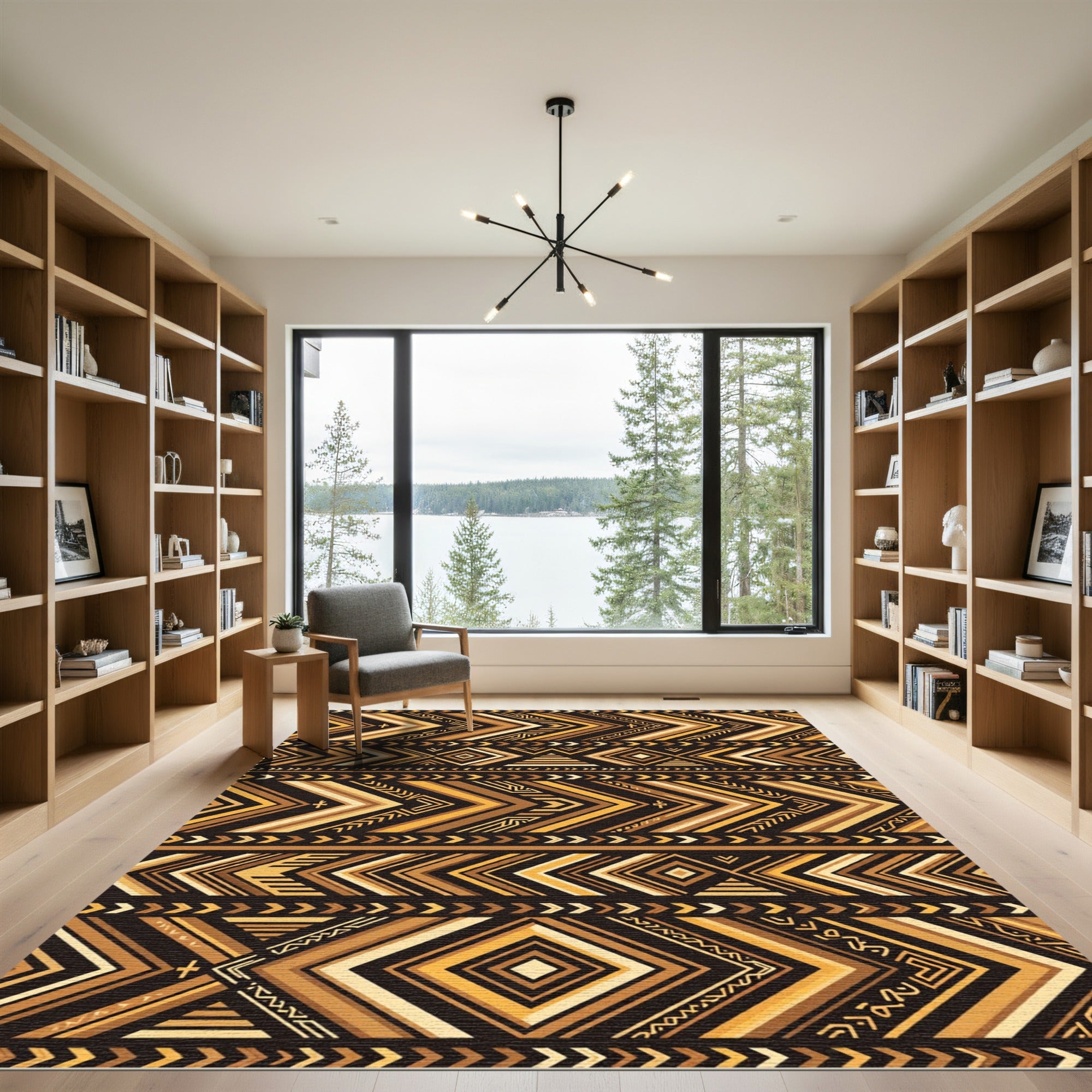 Geometric Earth Tone Tribal Chevron Art Rug