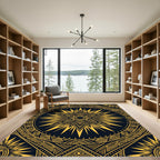 Golden Celestial Star Geometric Art Rug
