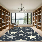 Deep Blue Celestial Starburst Collection Rug
