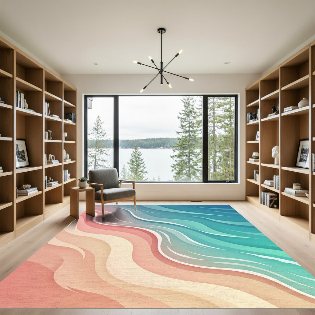 Soft Gradient Coastal Abstract Wave Rug