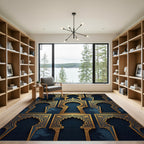 Golden Arched Lattice Navy Backdrop Rug