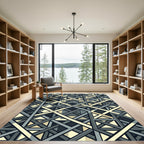 Gray Cream Intersecting Geometric Lines Rug