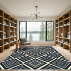 Geometric Indigo Cream Concentric Diamond Rug