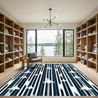 Minimalist Navy Stripe Aerial Fighter Jet Rug