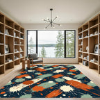 Abstract Burnt Orange Sage Splatter Rug