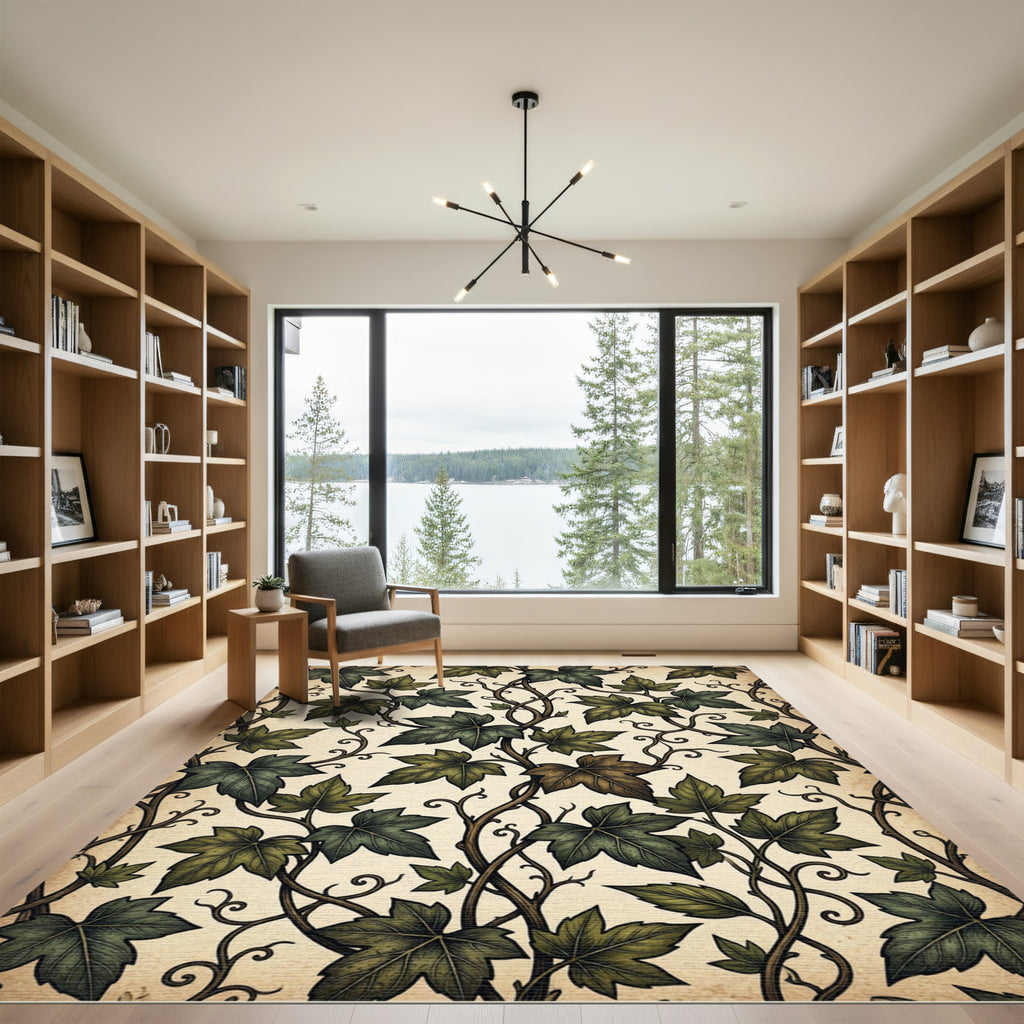 Vintage Botanical Ivy Vine Foliage Rug