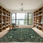 Emerald Green Floral Mandala Rug