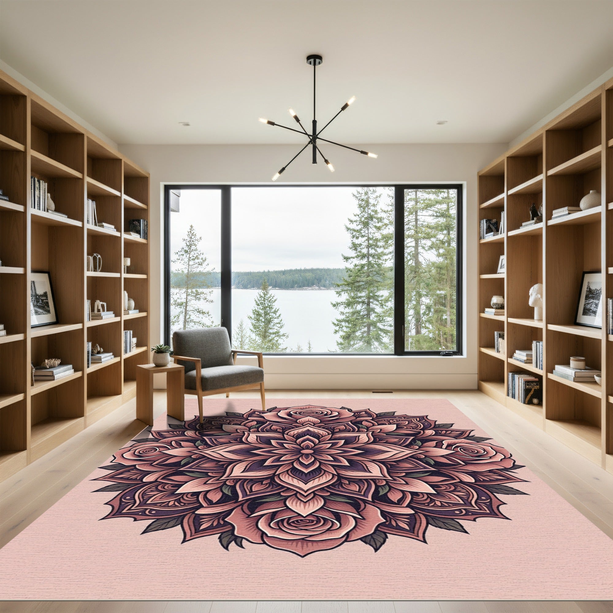 Rose Mandala Medallion Blush Color Rug