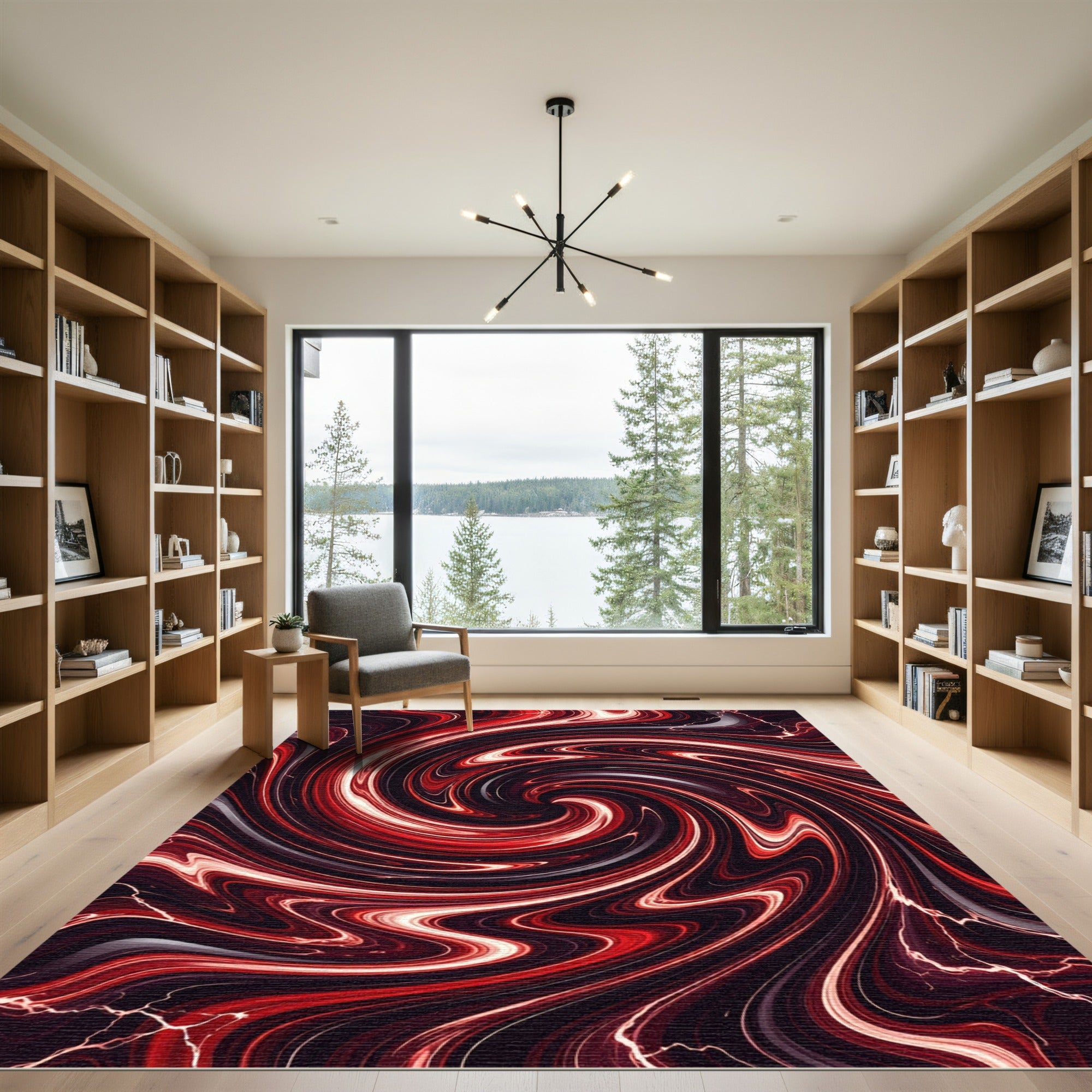 Crimson Swirl Liquid Motion Rug