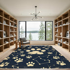 Celestial Paw Print Navy Starry Sky Rug