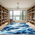 Azure Indigo Abstract Watercolor Flow Rug
