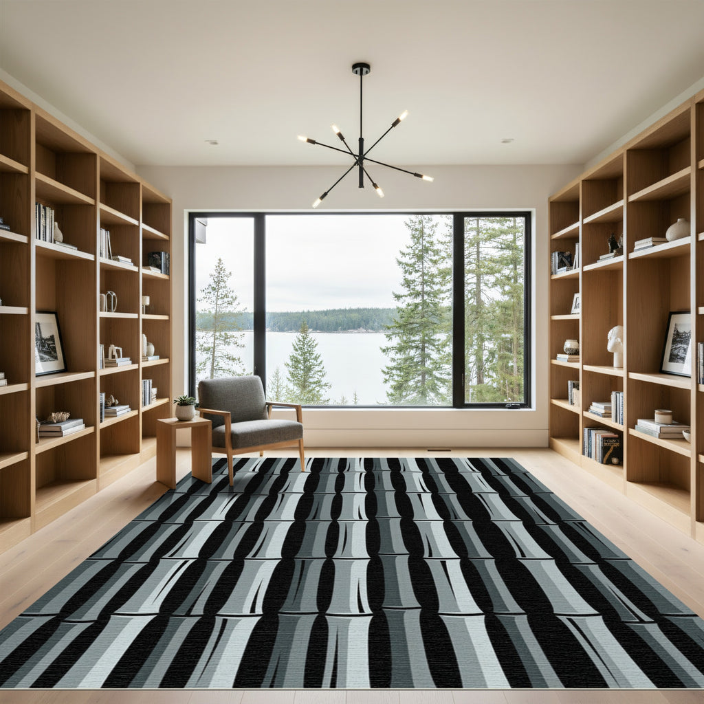 Gray Bamboo Stalks Vertical Stacked Rug
