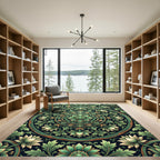 Intricate Sage Green Floral Medallion Rug
