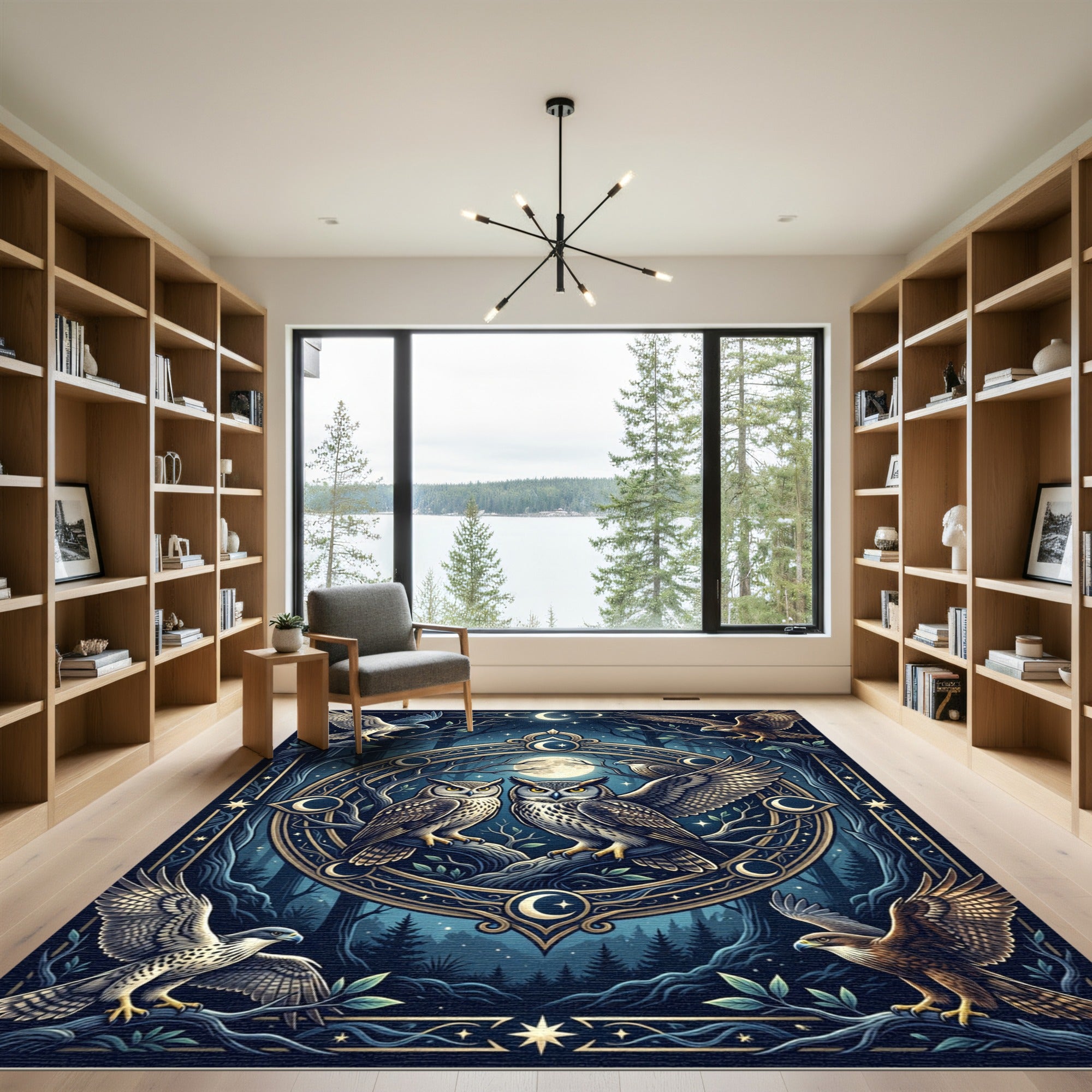 Midnight Moon Owl Celestial Forest Rug