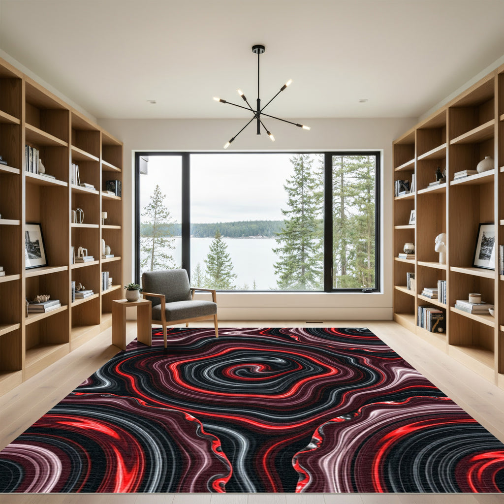 Bold Red Agate Swirl Rug