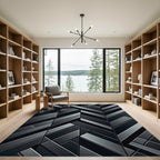 Dark Gray Geometric Interlocking Chevron Rug