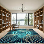 Abstract Cyan Vortex Grid Wave Rug