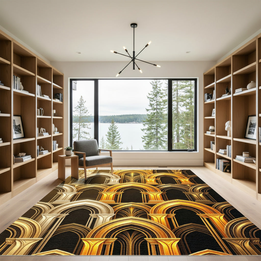 Gilded Gothic Arch Metallic Gold Rug