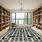 Interlocking Geometric Lines Maze Rug