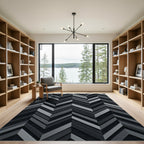 Modern Charcoal Chevron Geometric Rug