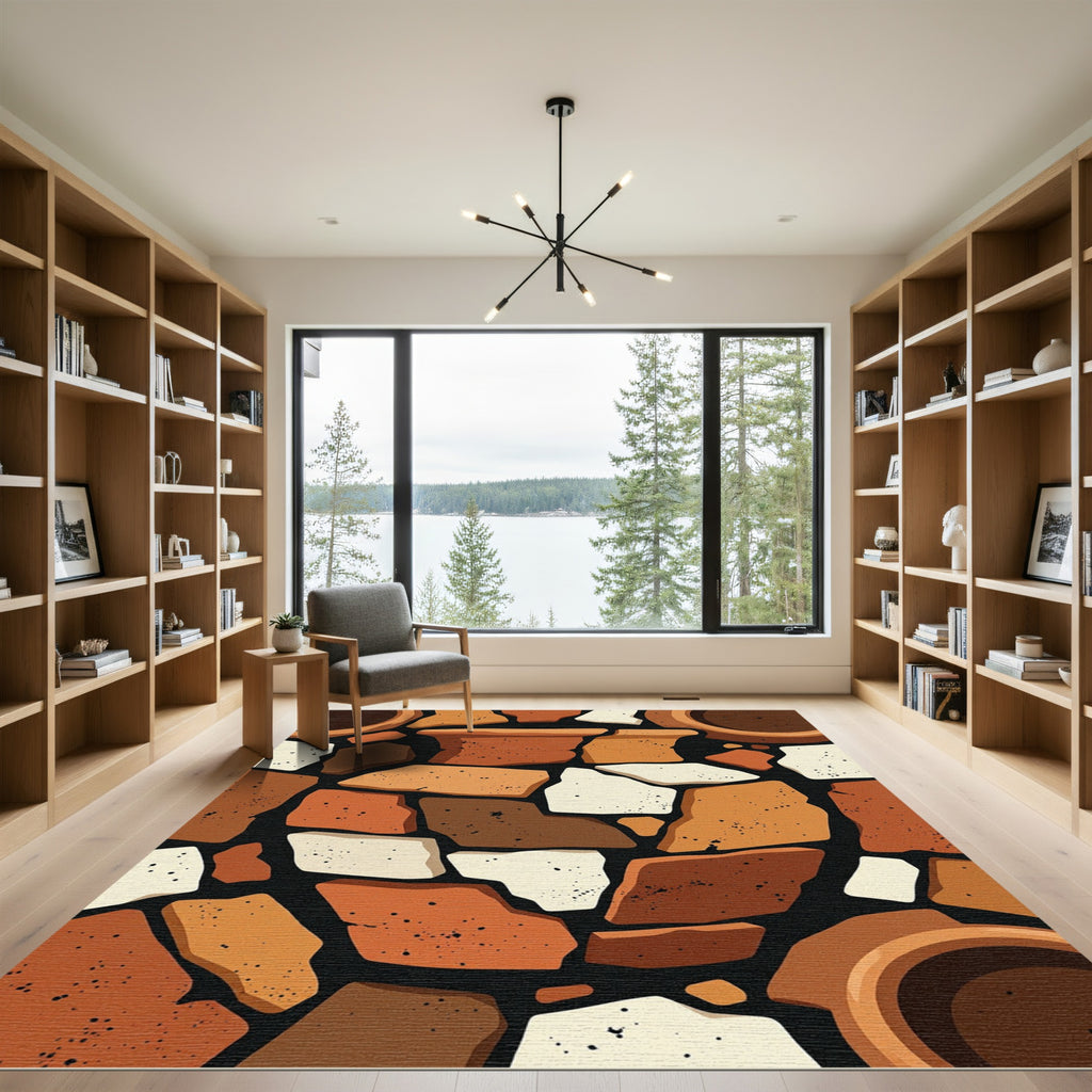 Earthy Terracotta Mosaic Fragment Rug