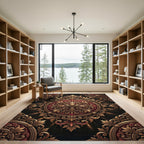 Rich Gold Red Medallion Filigree Rug