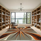 Radiant Orange Abstract Starburst Rug