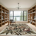 Elegant Vintage Peony Floral Scroll Rug