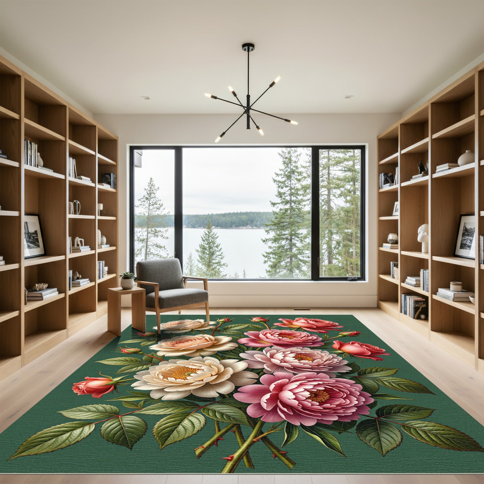 Elegant Pastel Rose Floral Arrangement Rug