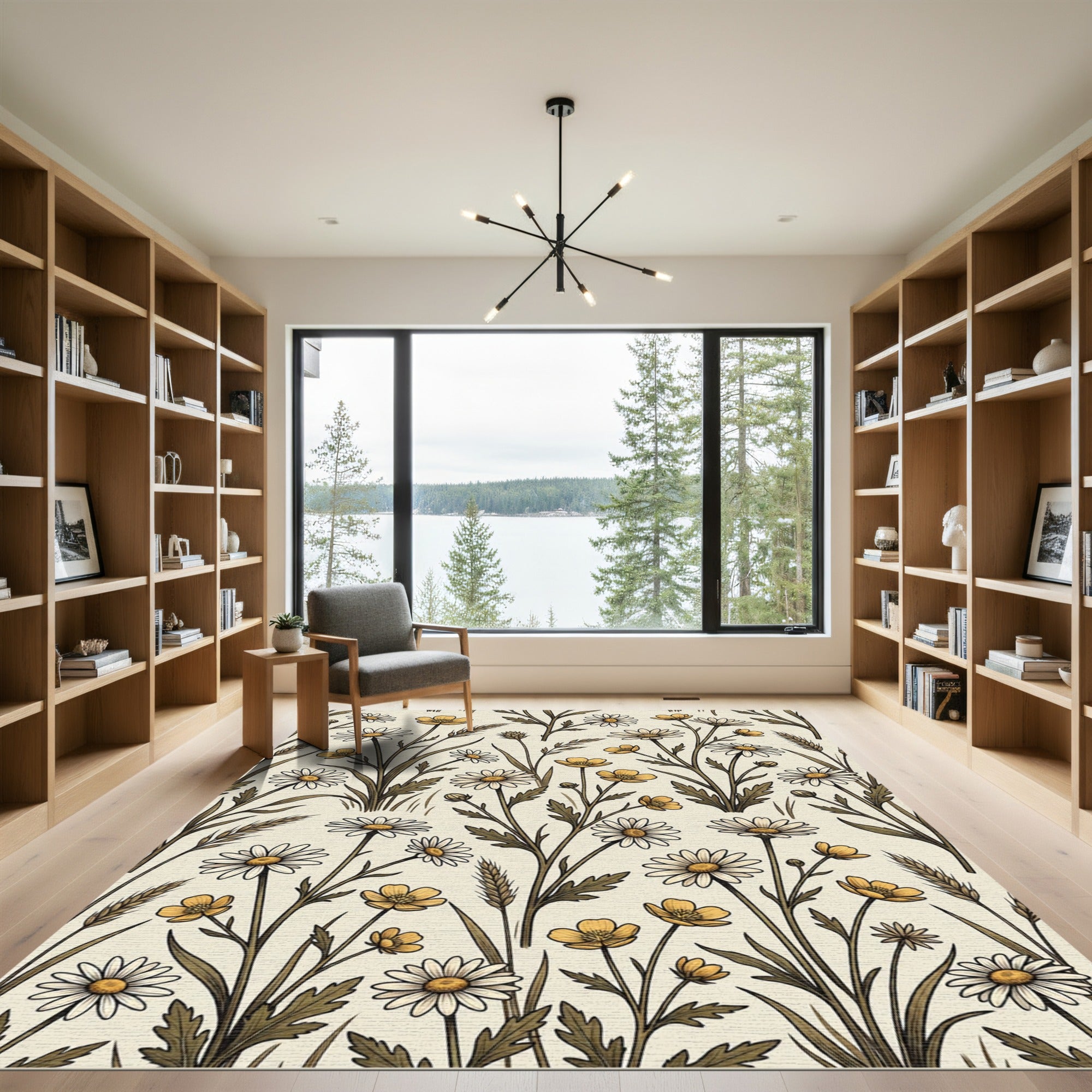 Vintage Cream Botanical Daisy Meadow Rug