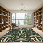 Sage Mushroom Forest Botanical Illustration Rug