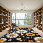 Celestial Daisy Constellation Night Sky Rug