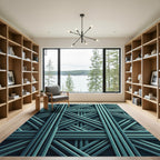 Teal Intersecting Linear Geometric Rug