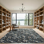 Delicate White Floral Botanical Trail Rug