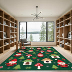Whimsical Gnomes Forest Christmas Theme Rug