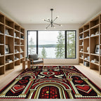 Regal Red Heart Dove Archway Mosaic Rug