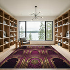 Ornate Plum Golden Arch Filigree Rug