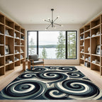 Monochrome Swirl Abstract Art Rug