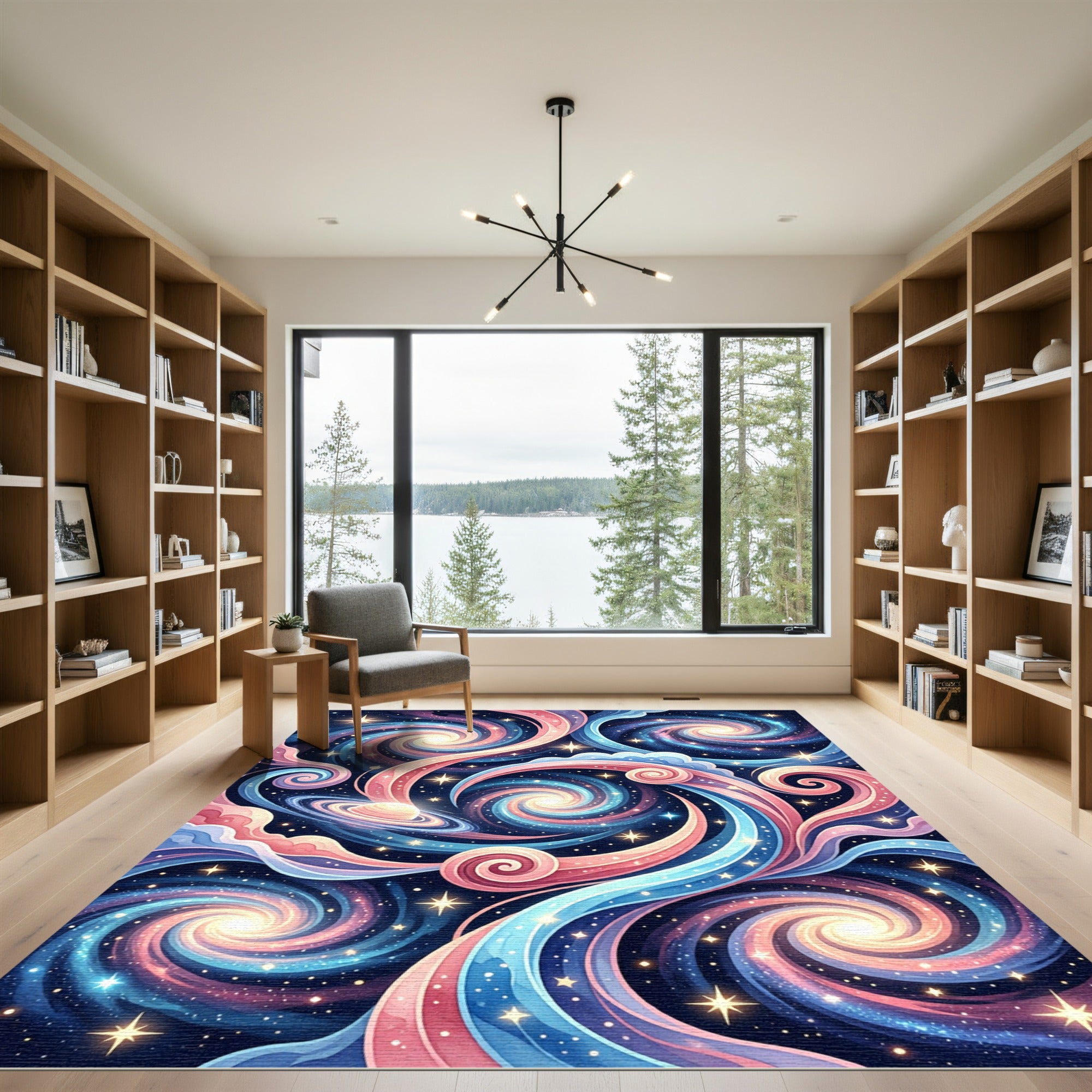 Whimsical Cosmic Swirl Galaxy Rug