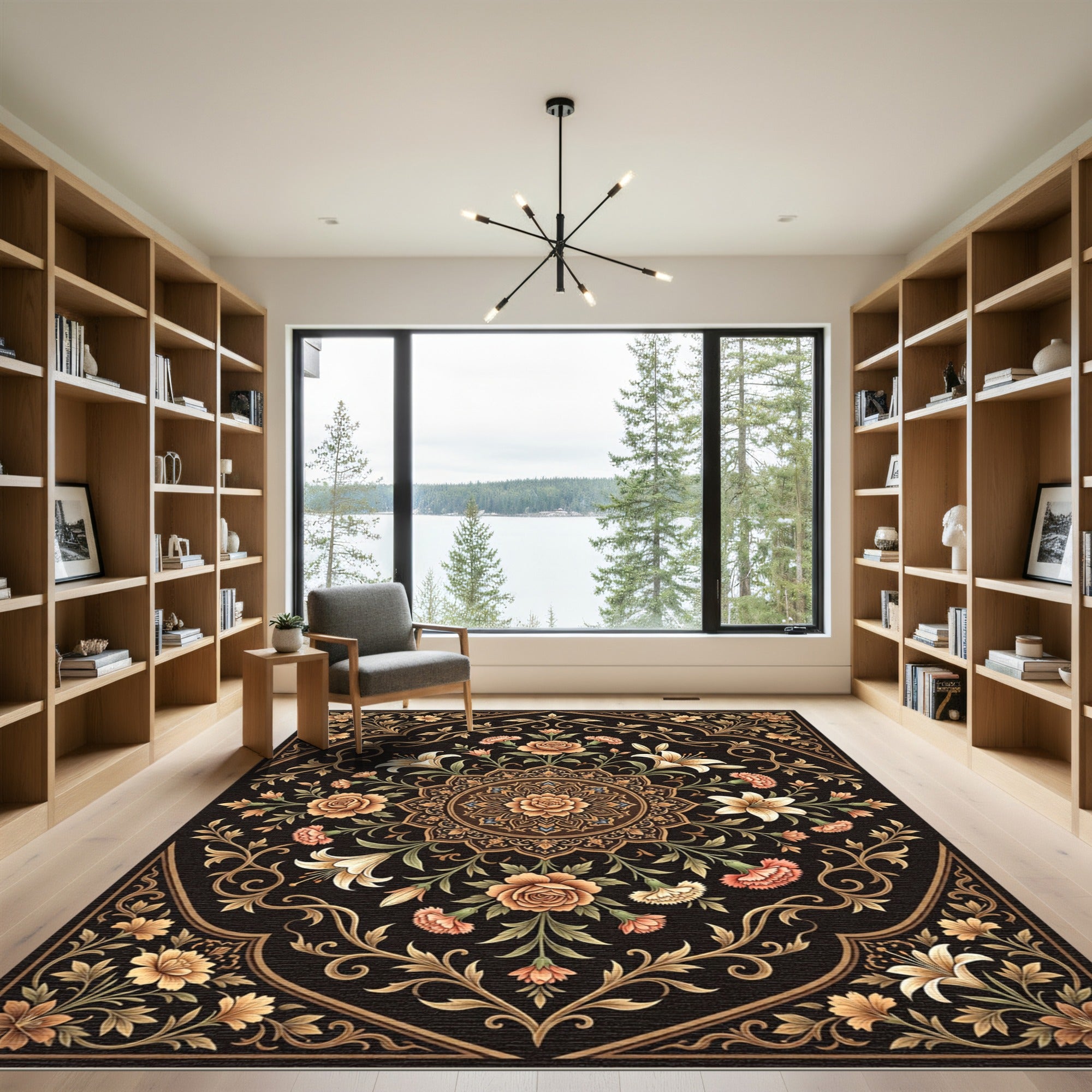 Ornate Rose Garden Floral Medallion Rug