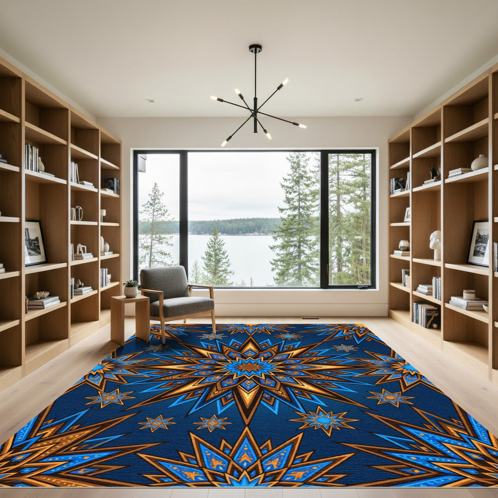 Celestial Navy Golden Starburst Luminary Rug