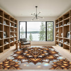 Golden Bronze Floral Medallion Rug