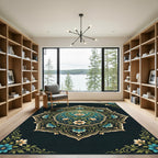 Blue Floral Medallion with Cream Accents Rug