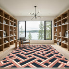 Geometric Coral Interlocking Lattice Rug