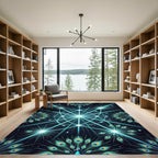 Celestial Peacock Feather Starburst Rug
