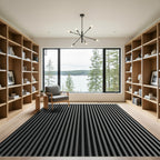 Modern Black Vertical Stripe Rug